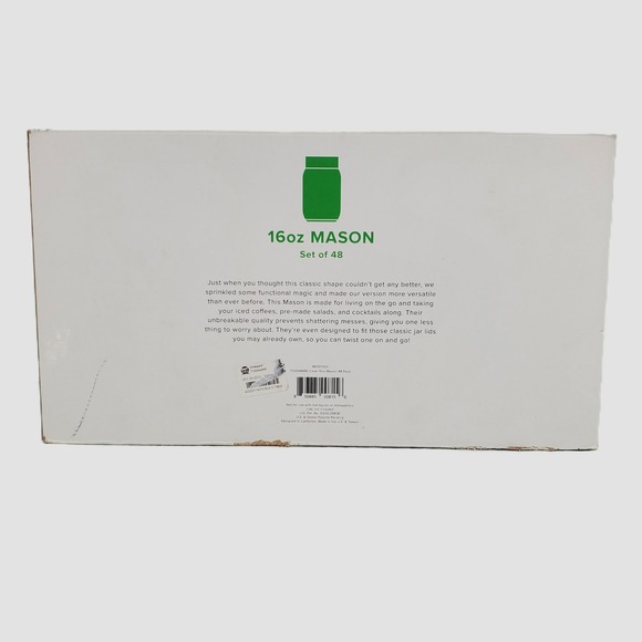 TOSSWARE 16oz Mason Jar Set of 48 Shatterproof Stackable Clear Plastic Drinkware - Picture 2 of 8